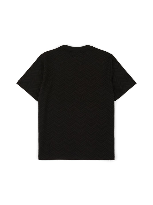 Abrey Herringbone Jacquard T-Shirt in Black