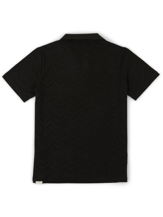 Abrey Herringbone Jacquard Polo in Black
