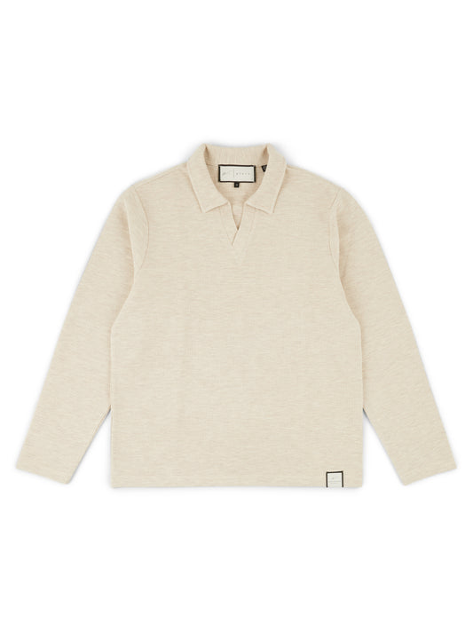 Altius Waffle Open Neck LS Polo in White