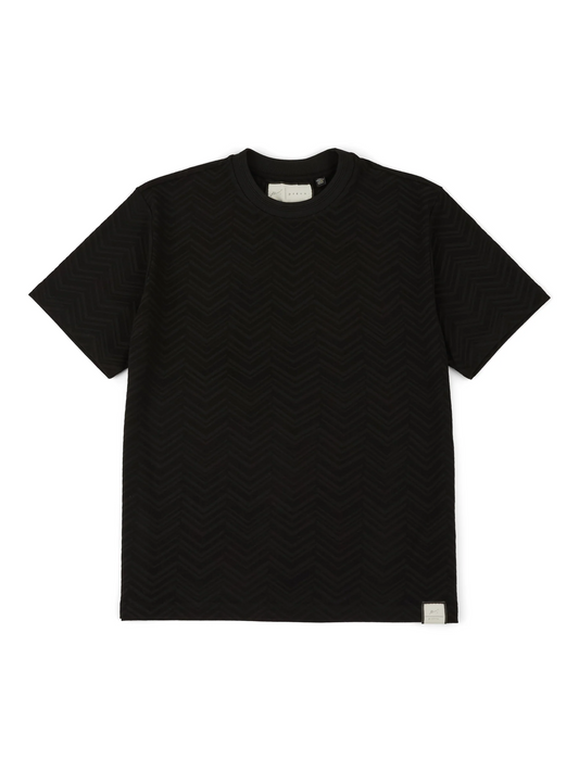 Abrey Herringbone Jacquard T-Shirt in Black
