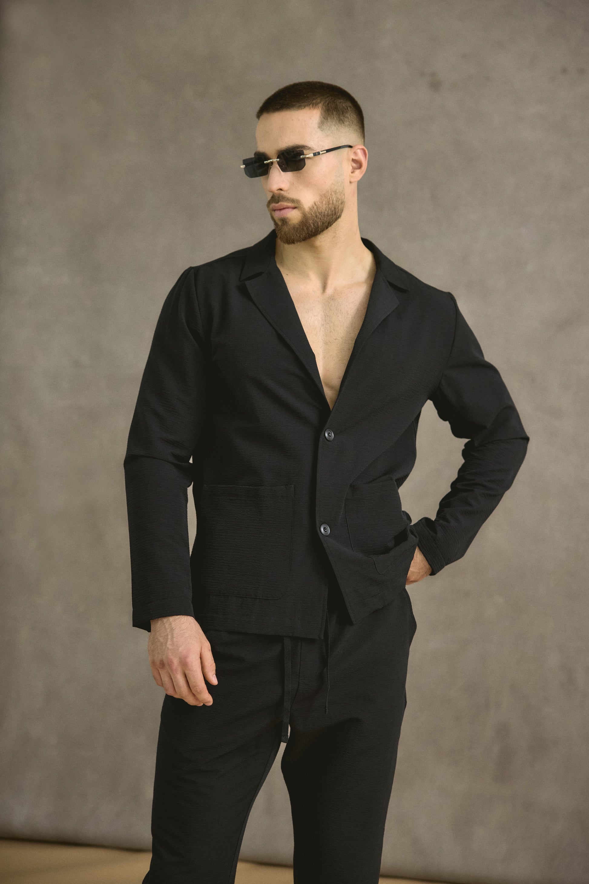 Seersucker Blazer In Black