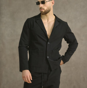 Seersucker Blazer In Black