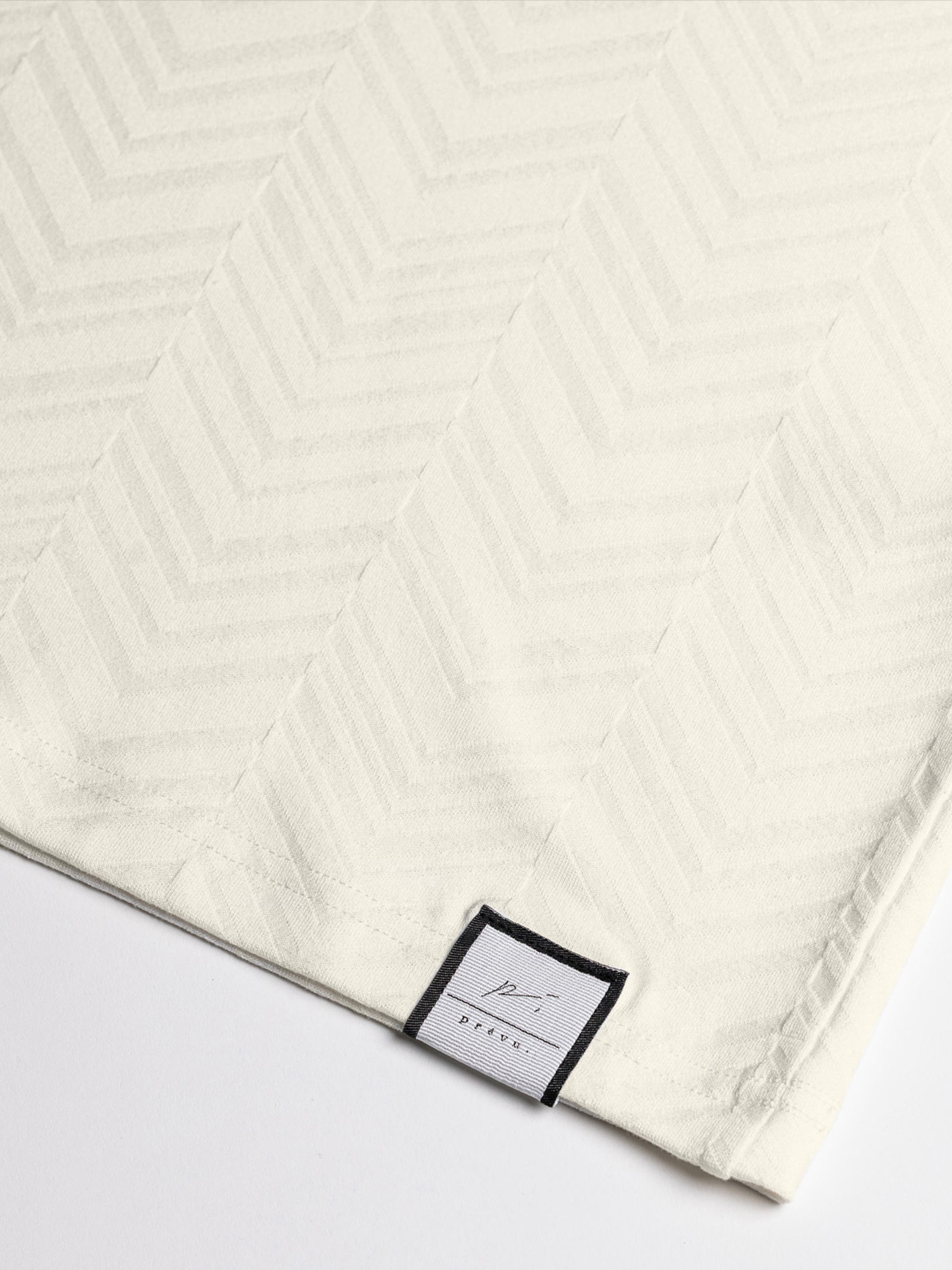 Abrey Herringbone Jacquard T-Shirt in Ecru