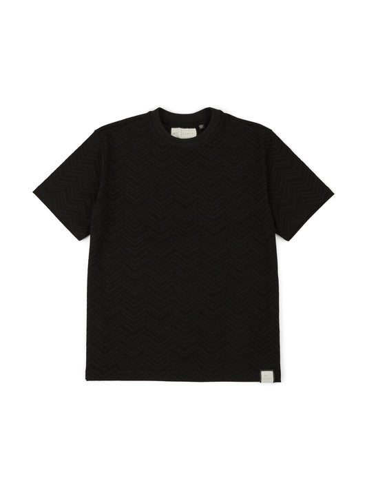 Abrey Herringbone Jacquard T-Shirt in Black