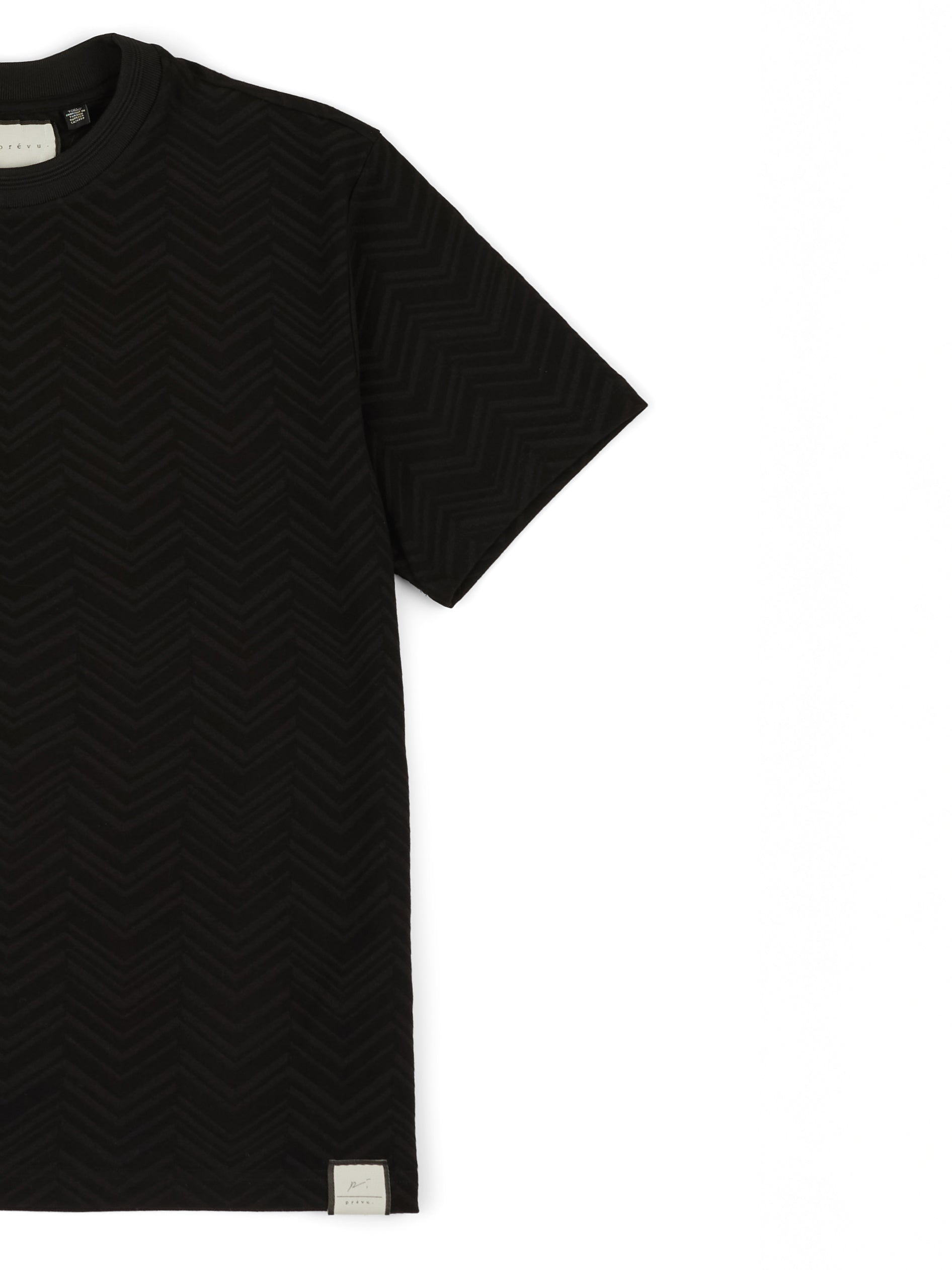Abrey Herringbone Jacquard T-Shirt in Black