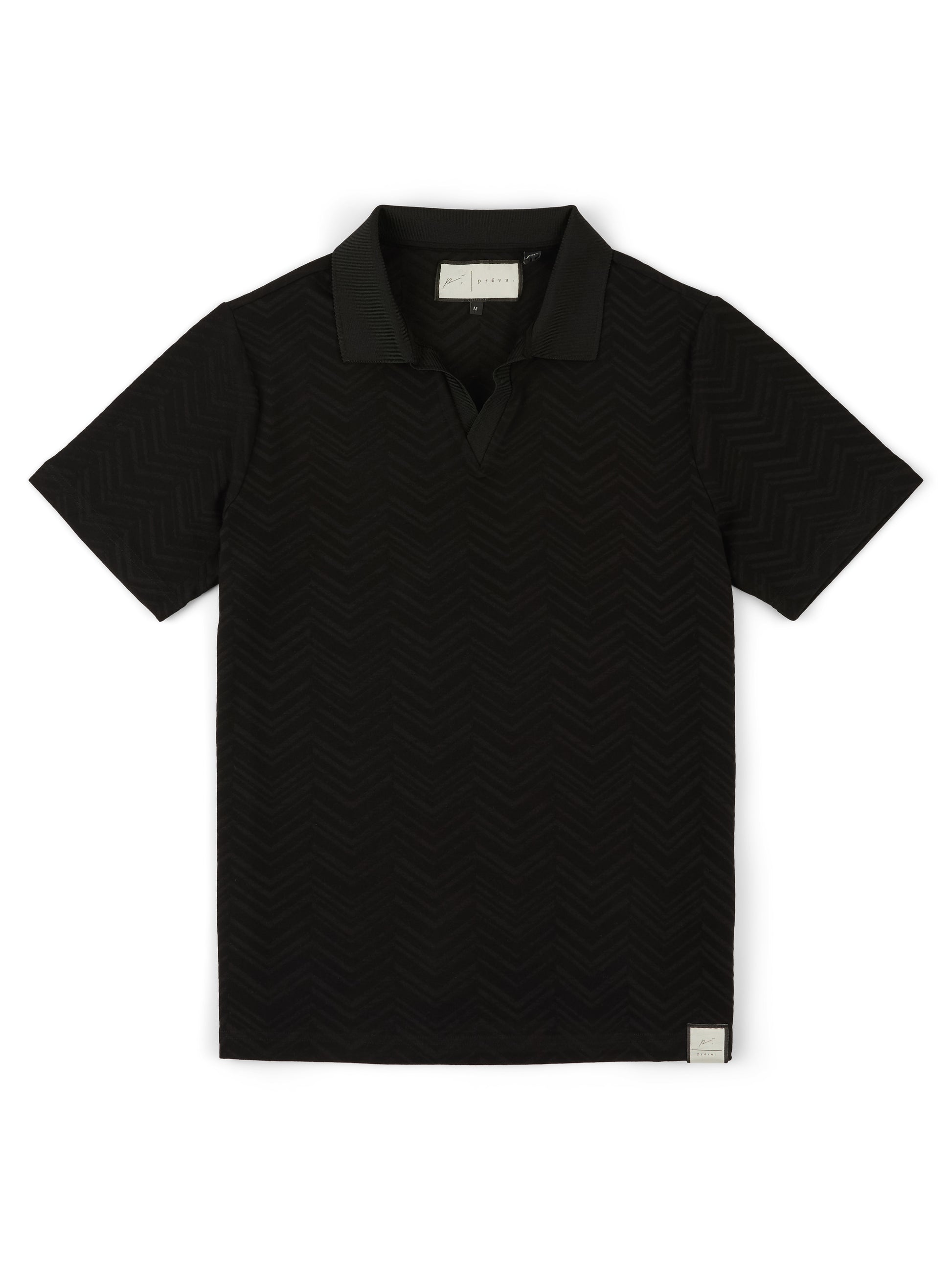 Abrey Herringbone Jacquard Polo in Black