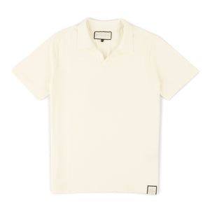 Abrey Herringbone Jacquard Polo in Ecru