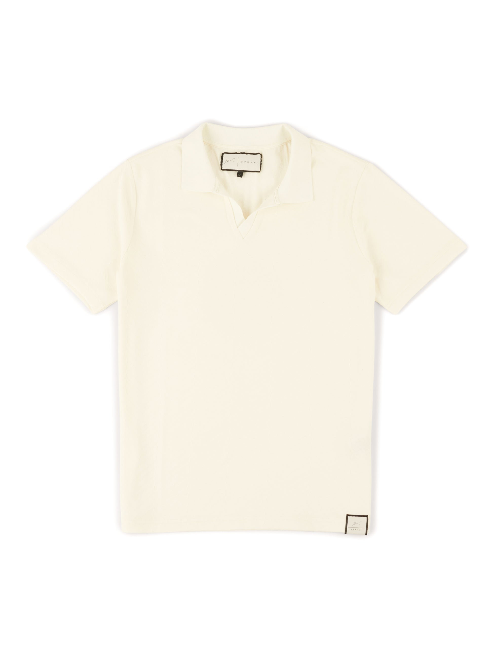 Abrey Herringbone Jacquard Polo in Ecru