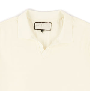 Abrey Herringbone Jacquard Polo in Ecru