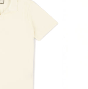 Abrey Herringbone Jacquard Polo in Ecru