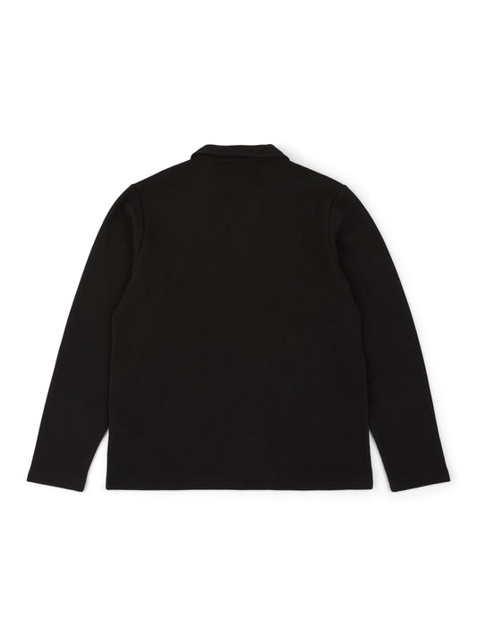 Altius Waffle Open Neck LS Polo in Black