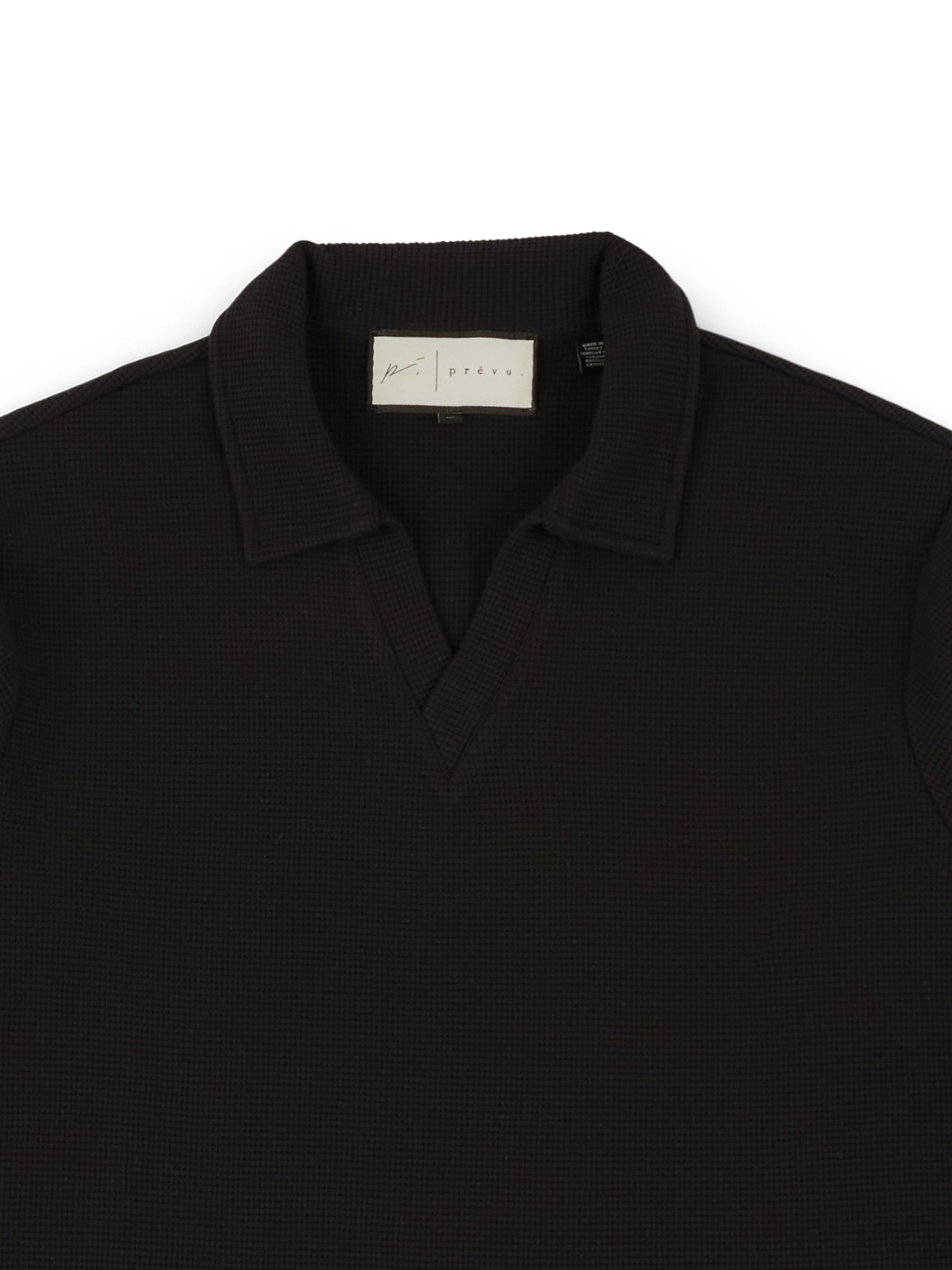 Altius Waffle Open Neck LS Polo in Black