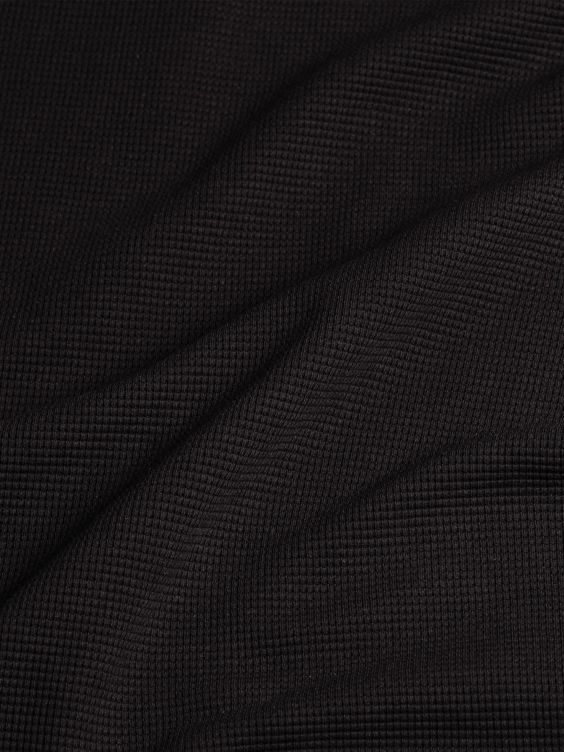 Altius Waffle Open Neck LS Polo in Black