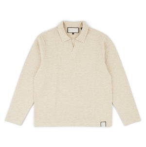 Altius Waffle Open Neck LS Polo in White