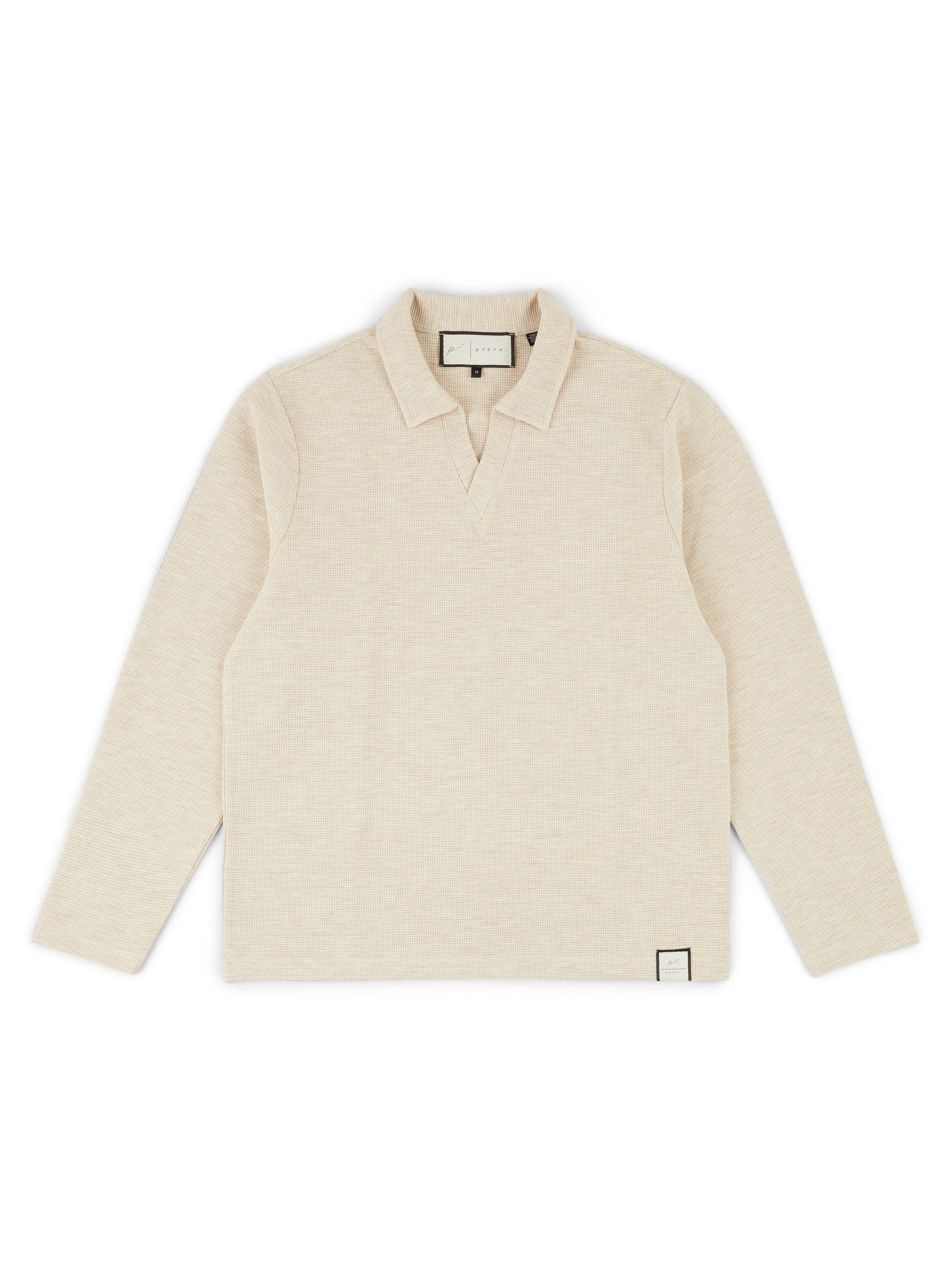 Altius Waffle Open Neck LS Polo in White