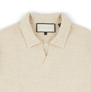 Altius Waffle Open Neck LS Polo in White