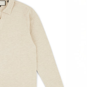 Altius Waffle Open Neck LS Polo in White