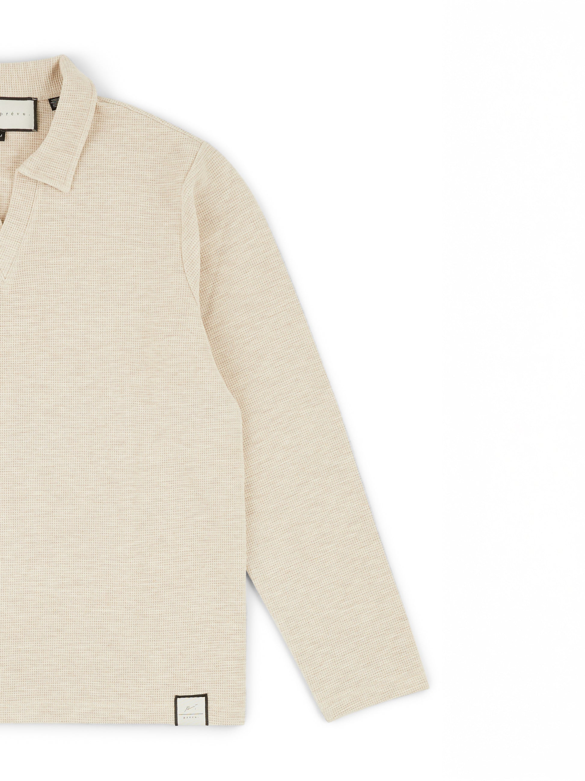 Altius Waffle Open Neck LS Polo in White