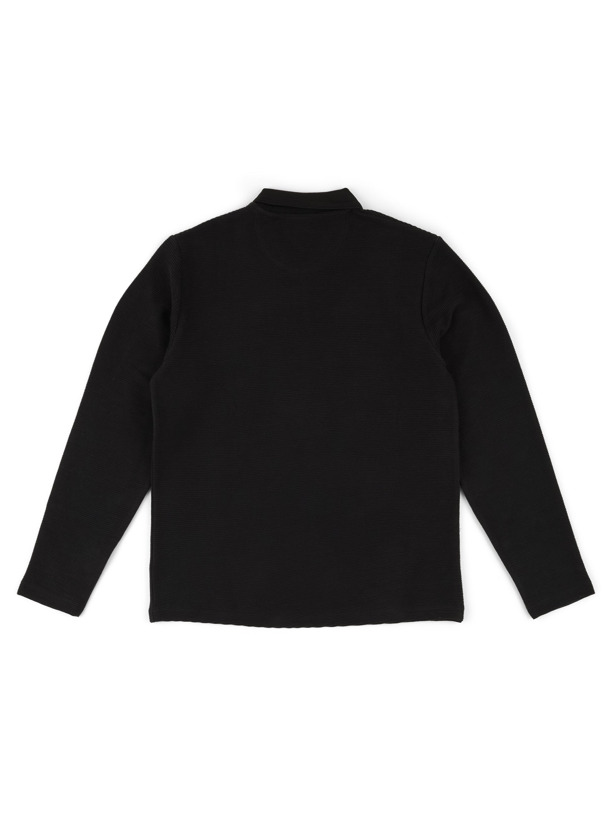 Ottoman Zip Collar Polo in Black