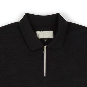 Ottoman Zip Collar Polo in Black
