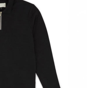 Ottoman Zip Collar Polo in Black
