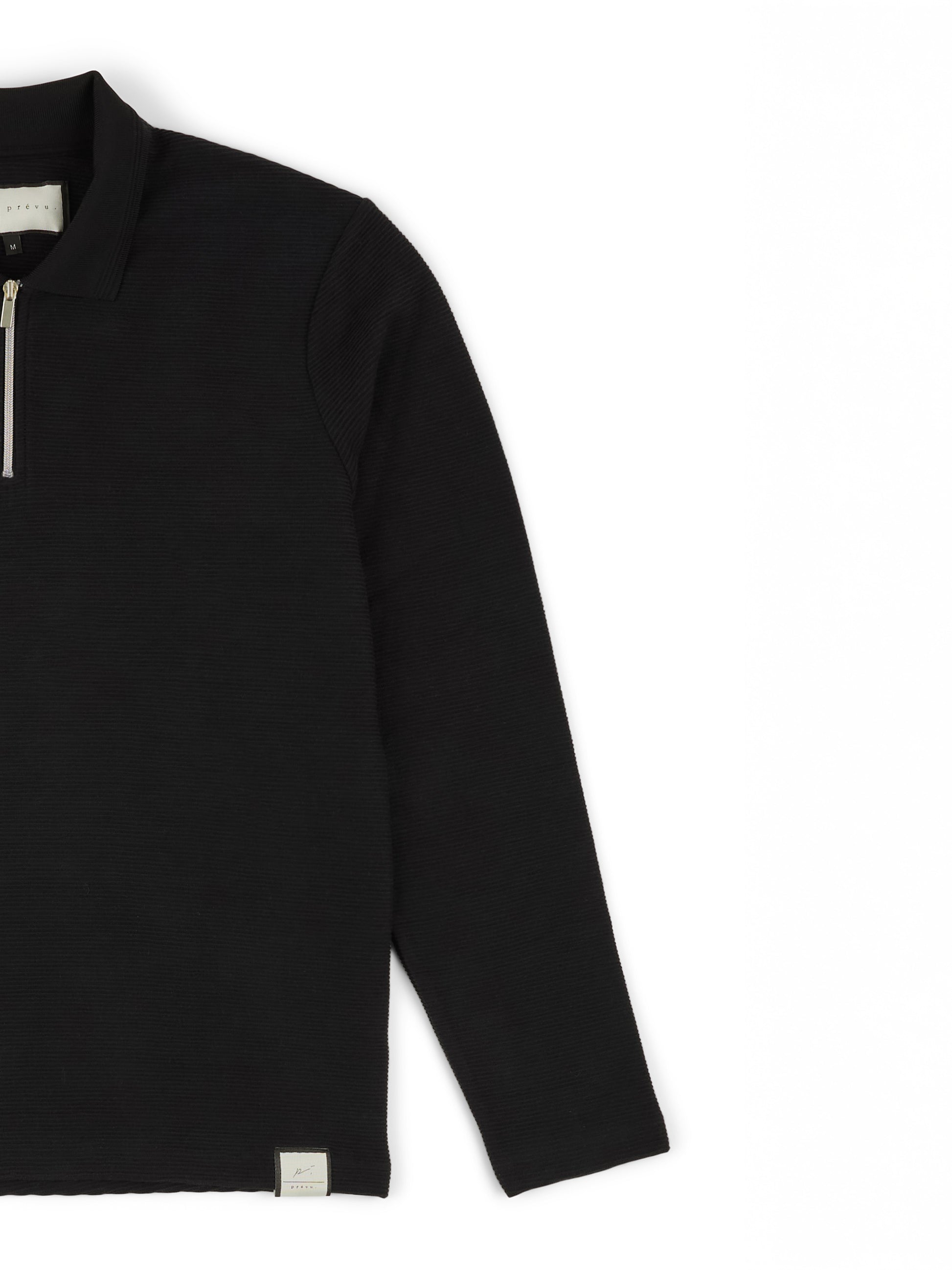Ottoman Zip Collar Polo in Black