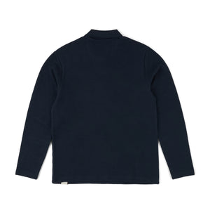 Ottoman Zip Collar Polo in Dark Navy