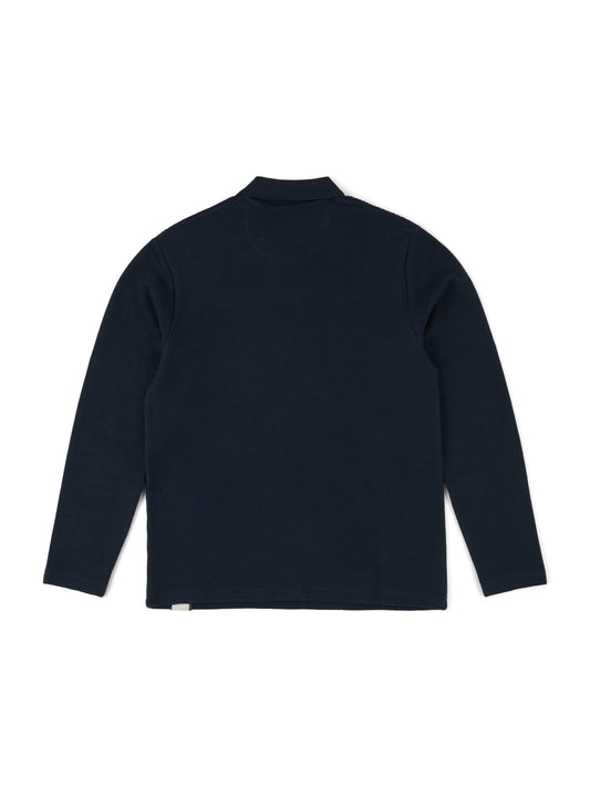 Ottoman Zip Collar Polo in Dark Navy