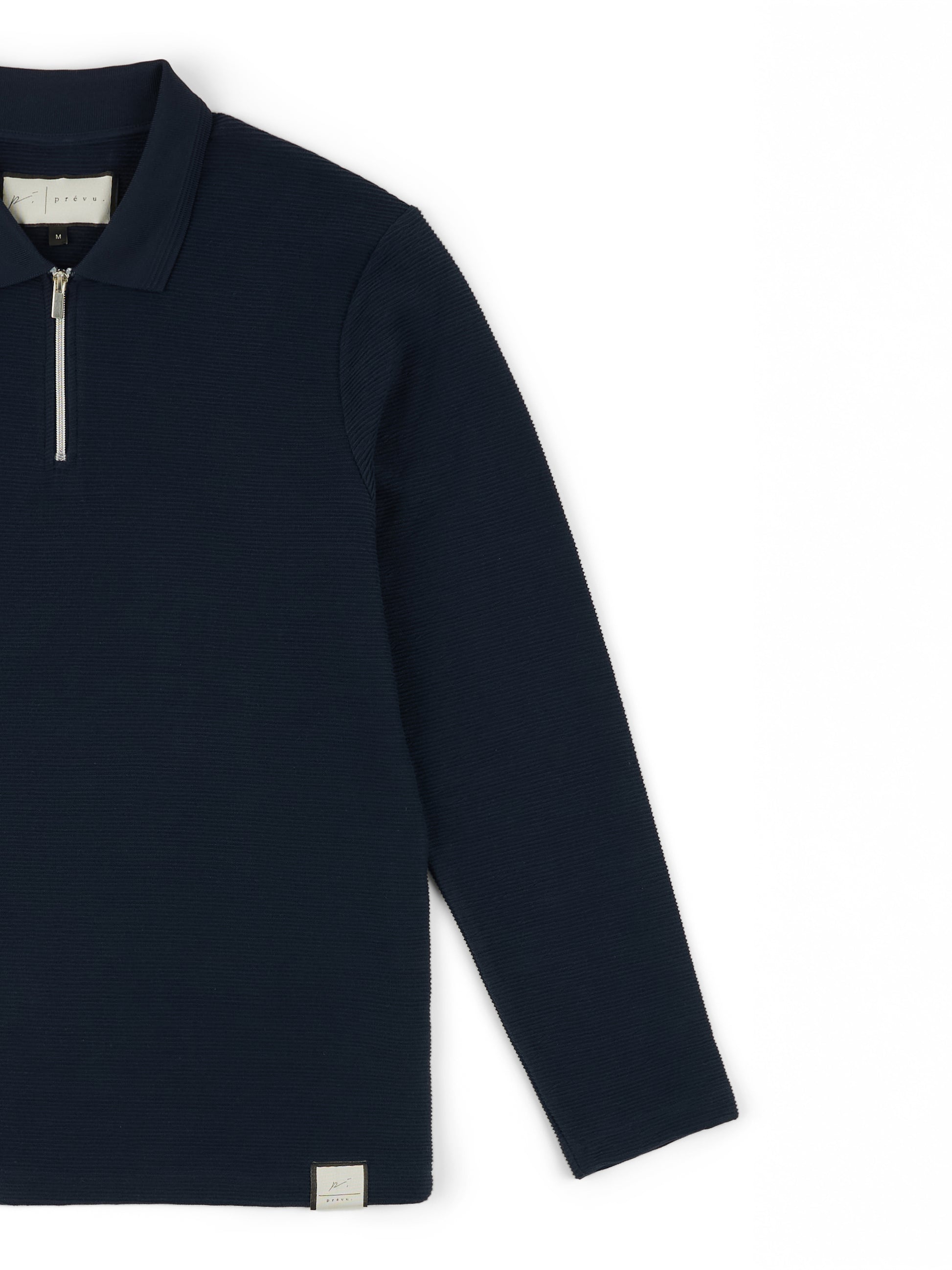 Ottoman Zip Collar Polo in Dark Navy