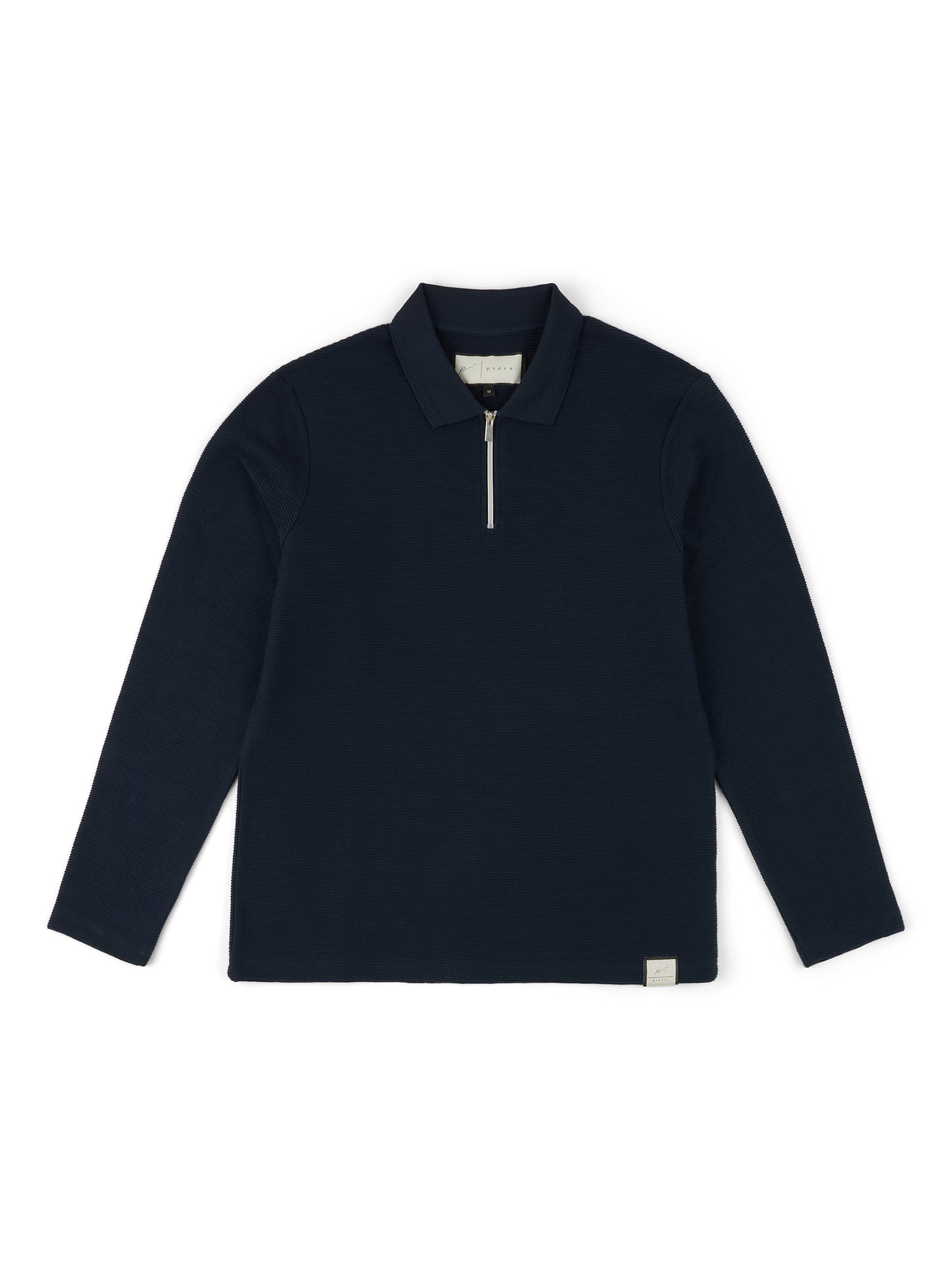 Ottoman Zip Collar Polo in Dark Navy