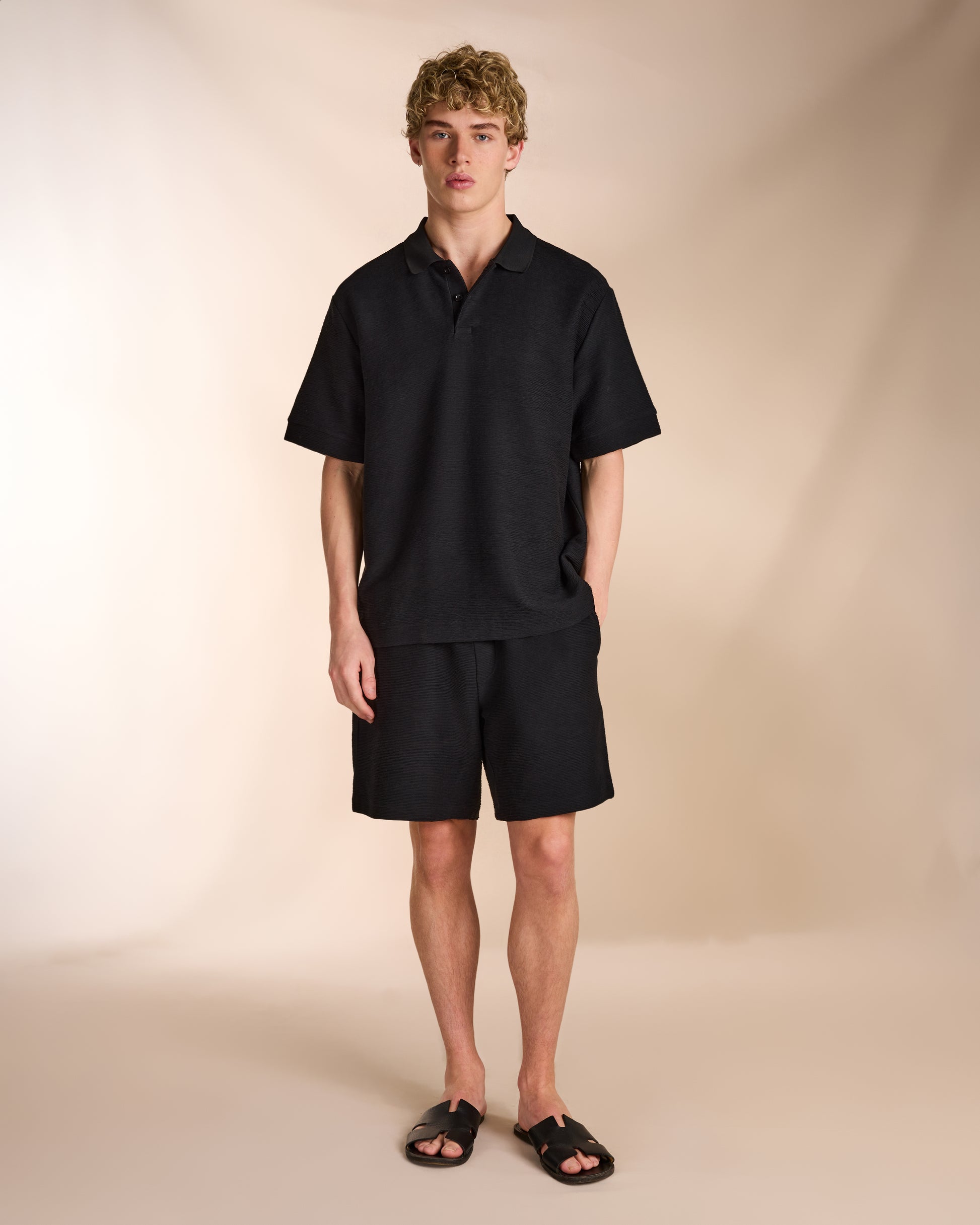 Ottoman Polo Shirt in Black