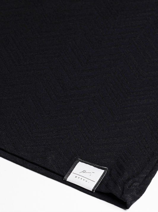 Abrey Herringbone Jacquard T-Shirt in Black