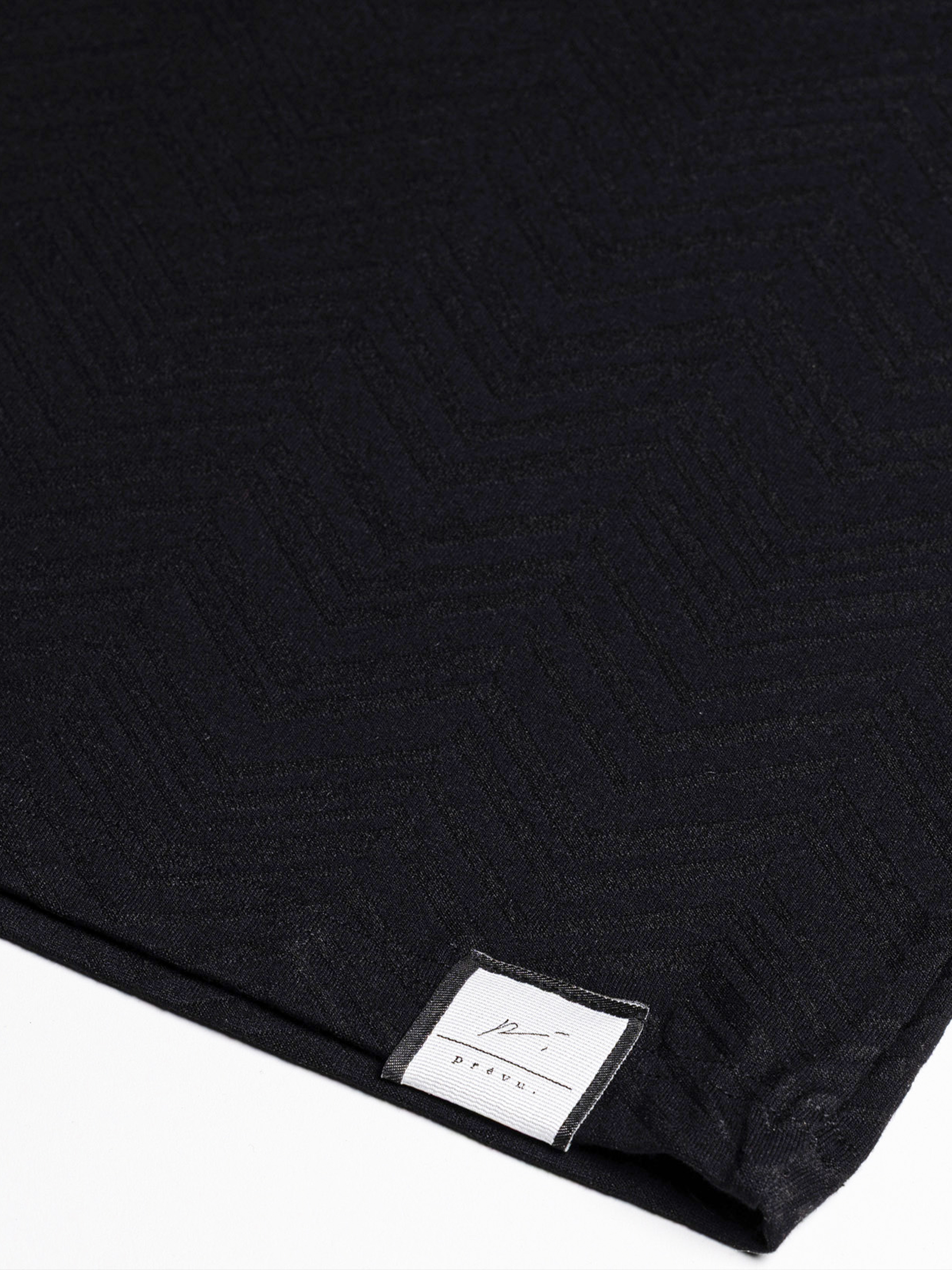 Abrey Herringbone Jacquard Polo in Black