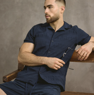 Seersucker Shirt In Navy