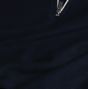 Ottoman Zip Collar Polo in Dark Navy